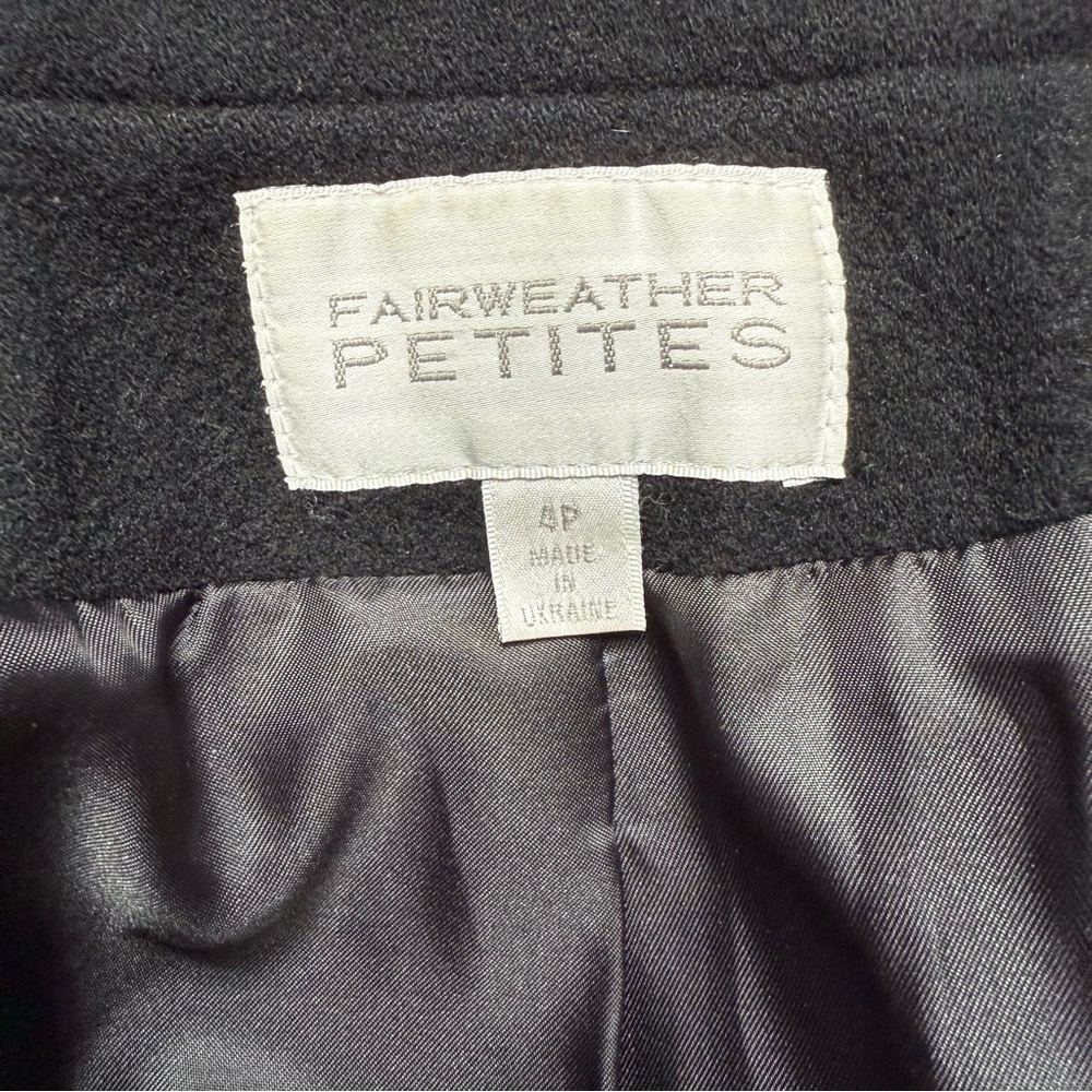 Fairweather Vintage Elegant Black Women's Wool Blend Pea Coat Size 4P Cozy - Picture 4 of 16